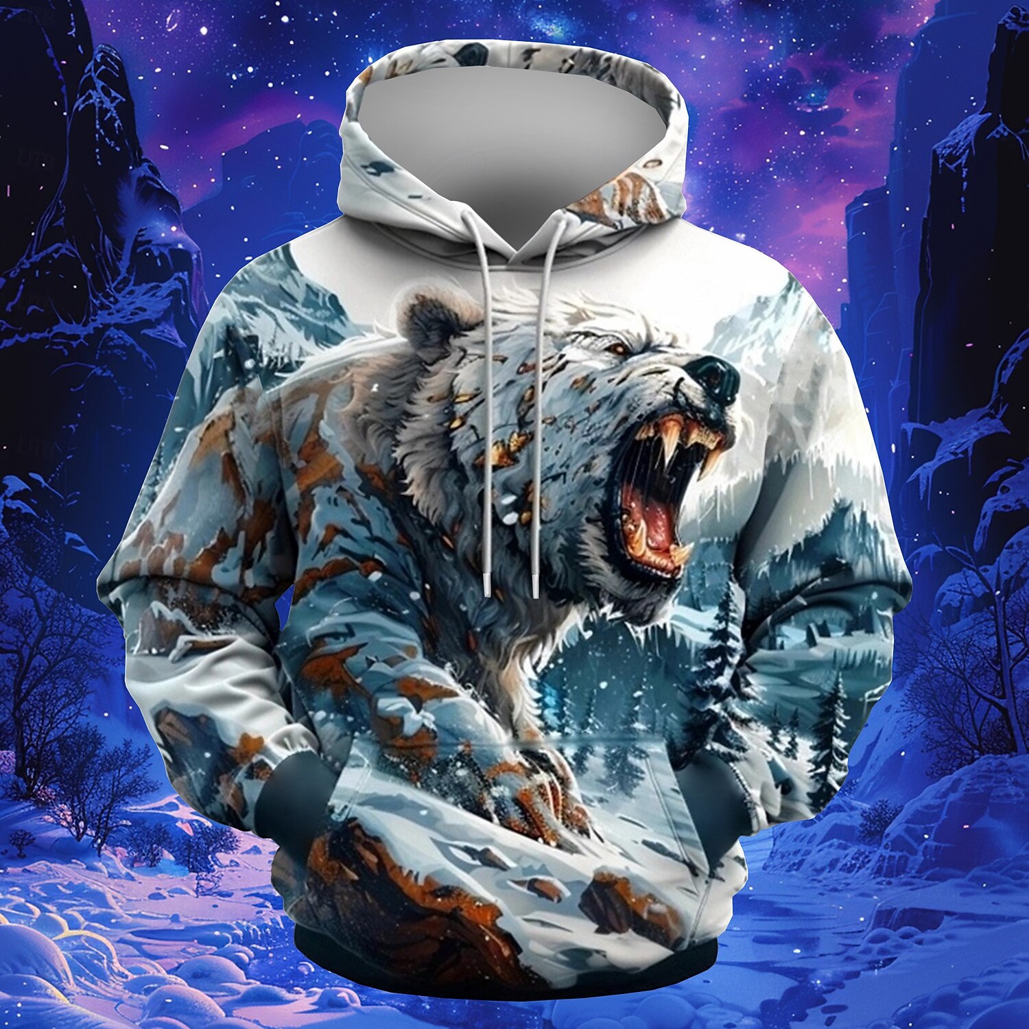 Homens Urso Moletons Moletom Casacos Moletom com capuz Gola Redonda Moda Impressão 3D Festa Feriado Streetwear Branco Com Cordão Outono Inverno Designer de 2025 por $29.99 –P2