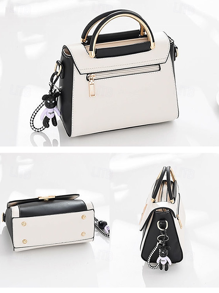 женская двухцветная сумка с золотой ручкой и ремнем через плечо | элегантная и стильная небольшая сумка через плечо для повседневного использования 2025 - $24.99 –P4