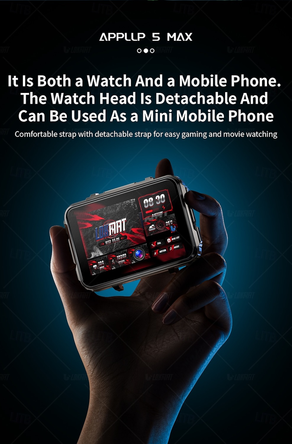 LOKMAT APPLLP 5 MAX Умные часы 2.4 дюймовый Смарт-часы-телефон 3G 4G Bluetooth Педометр Напоминание о звонке Датчик для отслеживания сна Совместим с Android iOS Женский Мужчины GPS 2025 - $231.99 –P4