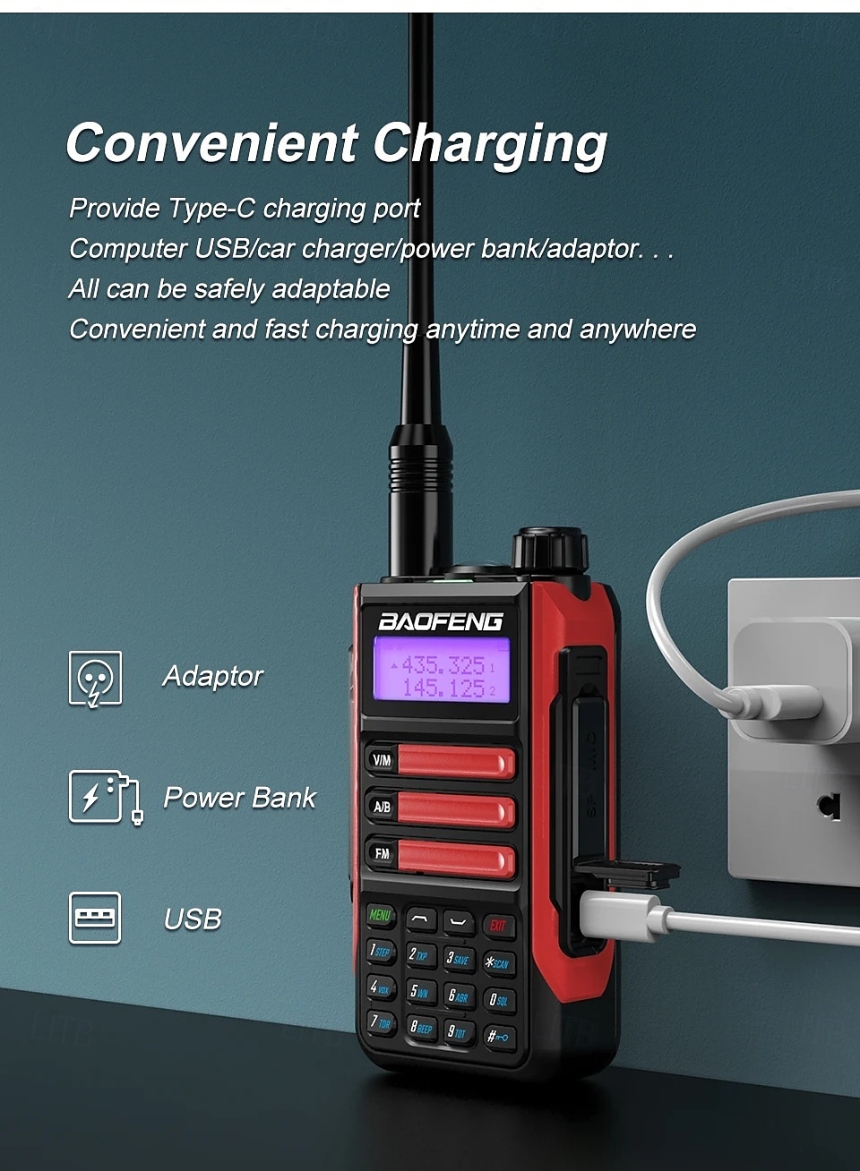 1PC Walkie-Talkie Tri Band Professional Hunting Ham Waterproof Long Range Type-C Charger VHF UHF Two Way Portable Radio 2025 - $95.99 –P6