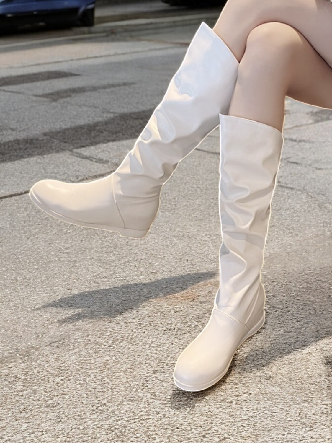 bottes hautes en similicuir noir pour femmes – bottes plates élégantes et confortables pour un usage quotidien et des sorties décontractées de 2025 ? $59.99 –P5