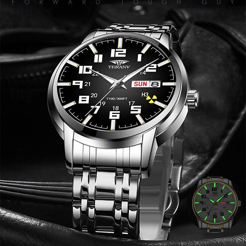1 pz nuovo acciaio inossidabile con orologio da uomo digitale calendario settimanale display moda tendenza vita viaggio luminescente tempo libero sport affari orologio regalo di compleanno regalo di del 2025 a $22.99 –P13