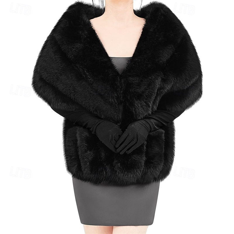 vinter fuskpäls lång sjal kappa stretchig satinhandske opera bruddanshandskar för kvinnor bröllopsklänning festrock 2025 - $44.99 –P1
