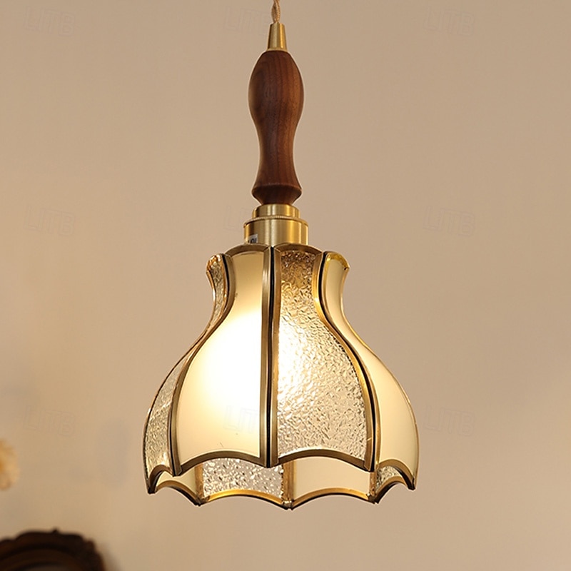 lampade a sospensione lampada a sospensione americana vintage in ottone con paralume in vetro giuntato lampada a sospensione europea semplice da 6,3 pollici in ottone e vetro 85-265v del 2025 a $101.99 –P4
