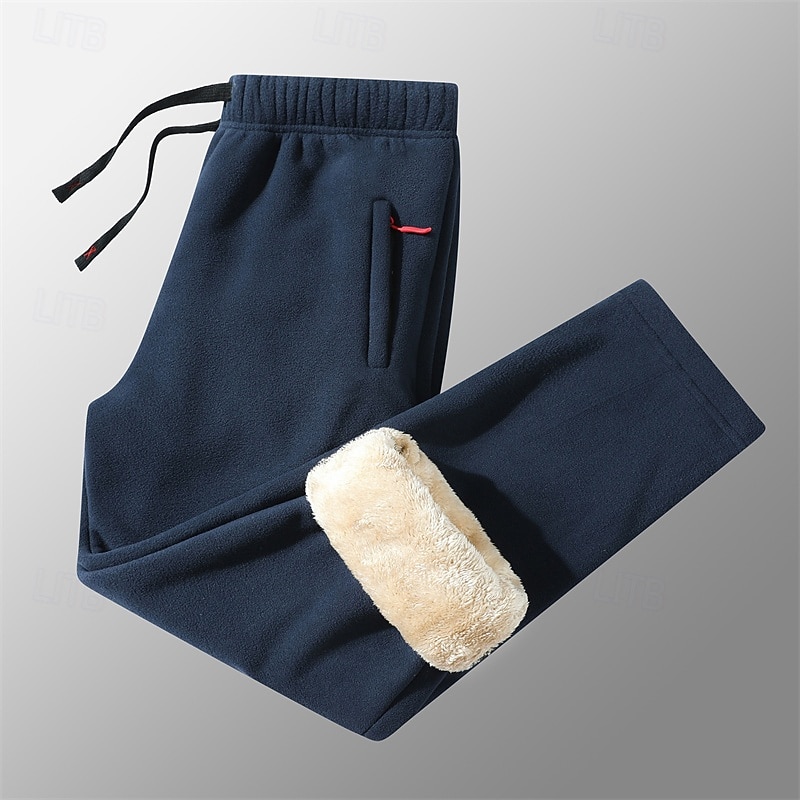 Men's Sherpa Athletic Pants Trousers Straight Leg Sweatpants Pocket Drawstring Elastic Waist Plain Comfort Warm Sports Outdoor Daily Fashion Casual ArmyGreen Black Micro-elastic 2026 - $25.99 –P16