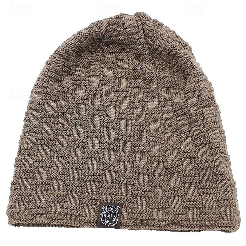 Men's Unisex Beanie Hat Winter Hats Beanies Skull Cap Knit Hat Black Wine Acrylic Fibers Knitted Cozy Daily Wear Going out Solid / Plain Color Warm 2025 - $7.99 –P7