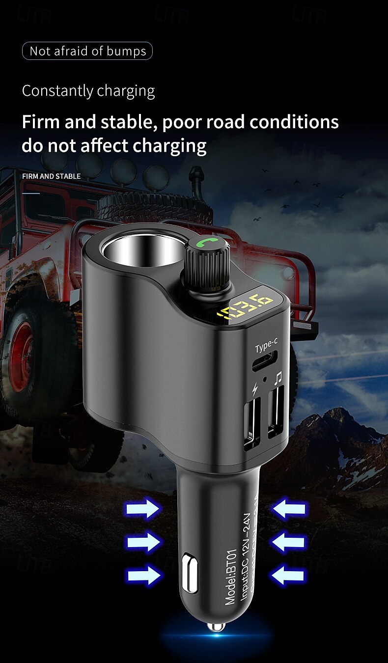 FM Transmitter BT 5.0 Car Kit Handsfree Car Music Player Cigarette Lighter Socket Splitter Dual USB Car Charger 2025 - $31.99 –P16
