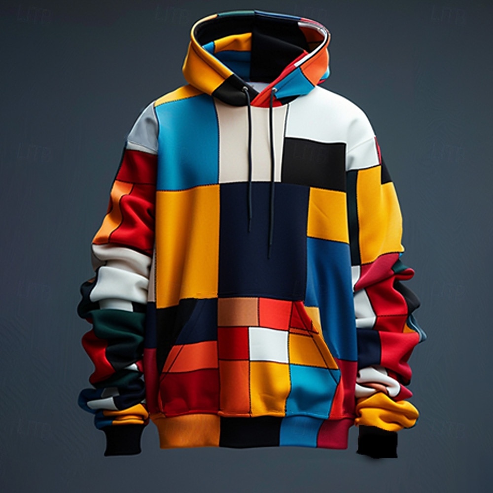 Homens Xadrez Moletons Moletom Moda Legal Manga Longa Gola Redonda Festa Feriado Streetwear Laranja Com Cordão Outono Inverno Designer de 2025 por $29.99 –P1