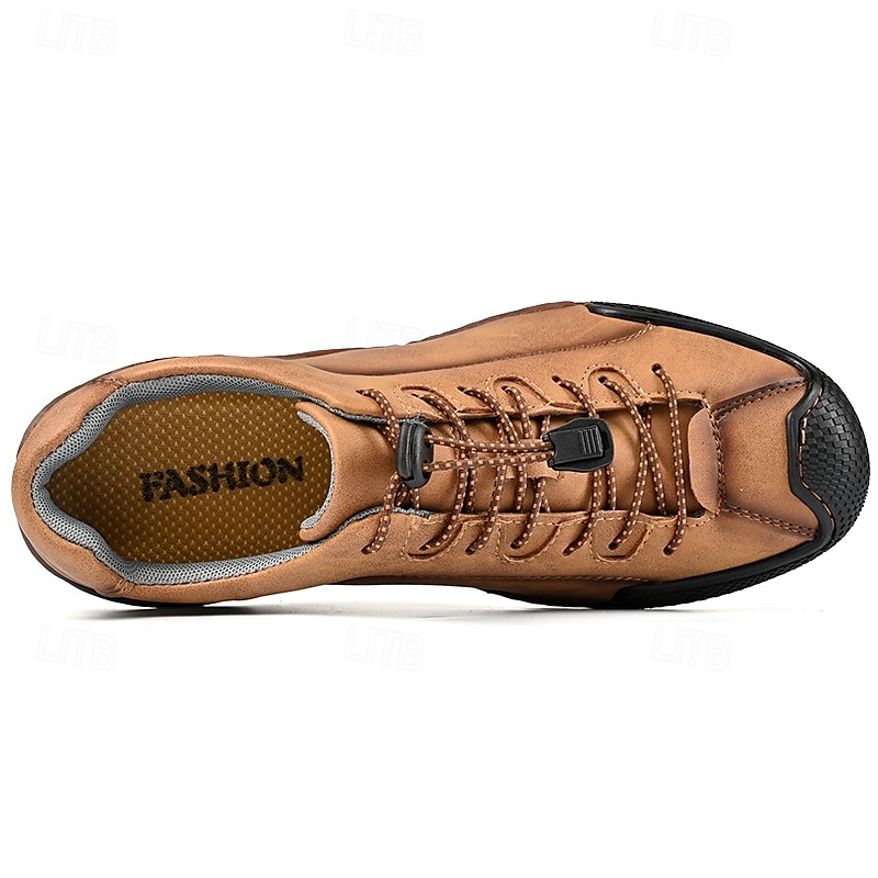 baskets décontractées en similicuir marron pour hommes avec lacets élastiques réglables - semelle antidérapante durable, coupe confortable pour un usage quotidien de 2025 ? $46.99 –P5