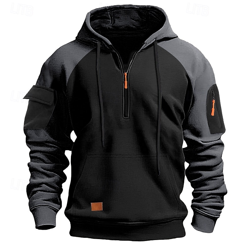 Per uomo Felpa con cappuccio Felpa con cappuccio e cerniera a un quarto Felpa con cappuccio tattica Nero Blu marino Cachi Grigio scuro Grigio Con cappuccio Color Block Compatto Sportivo Giornaliero del 2025 a $28.99 –P1