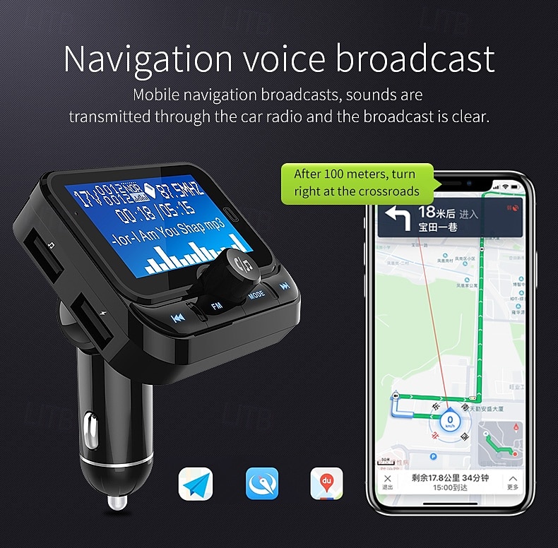 2025年 bc32 車用 FM トランスミッター ブルートゥース MP3 プレーヤー ワイヤレス ハンズフリー 1.8 インチ LCD スクリーン付き 携帯電話充電器用 コレクション – $49.99 –P14