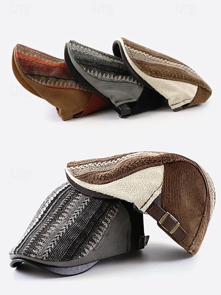 casquette à chevrons pour homme avec lanière en cuir réglable - casquette plate de style vintage, idéale pour les vêtements décontractés et les activités de plein air de 2025 ? $14.99 –P5