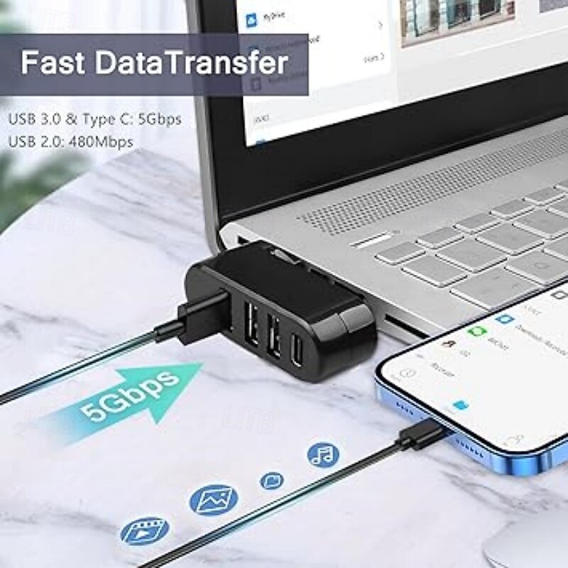 thumbnail image 2 of Usb Hub 8 Port USB Hub 4 In 1, USB To USB 3.0 USB 2.0,4 Ports Portable USB Splitter, USB Docking Extra Usb Ports For Laptops 2 of 13