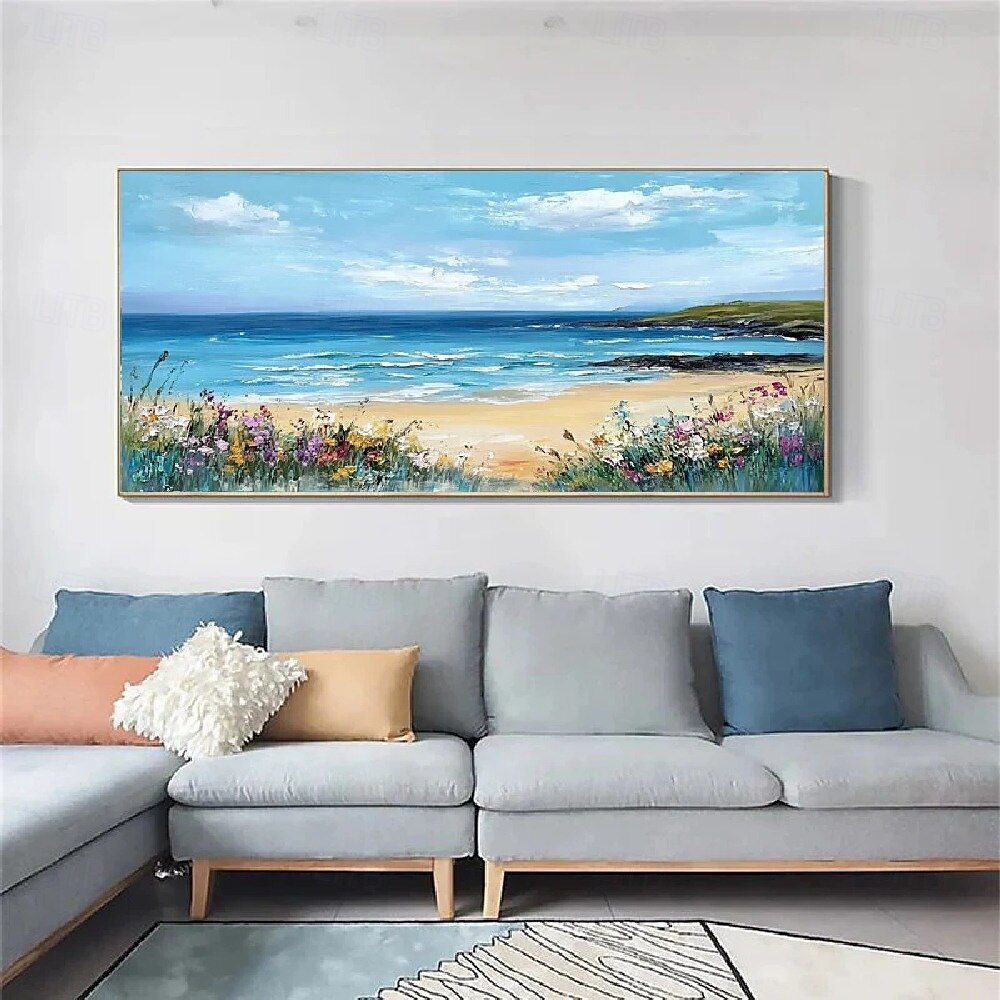 blaues Ozean-Ölgemälde handgemachtes zeitgenössisches Indigo-Gemälde großes Himmel-Meer-Gemälde Kunst Ozean-Meer-Gemälde Wohnkultur-Gemälde 3D-Meer abstraktes Ölgemälde weiße Wellen Textur-Gemälde 2025 - $75.99 –P4