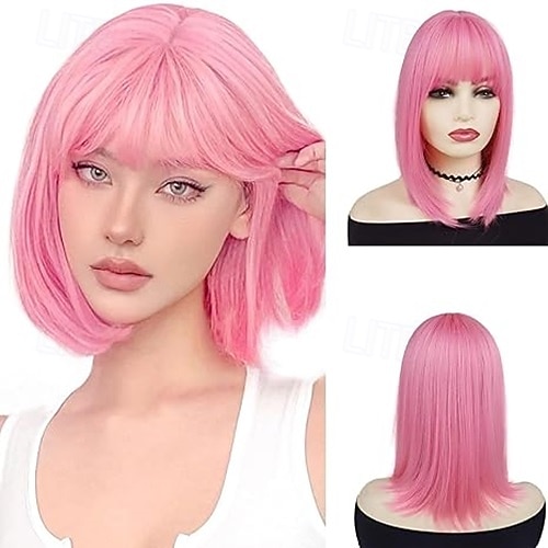parrucca cosplay con frangia parrucca per costume alla moda corta e liscia per donna parrucca per festa di carnevale di halloween parrucca in fibra sintetica resistente al calore parrucche per il del 2025 a $18.49 –P3