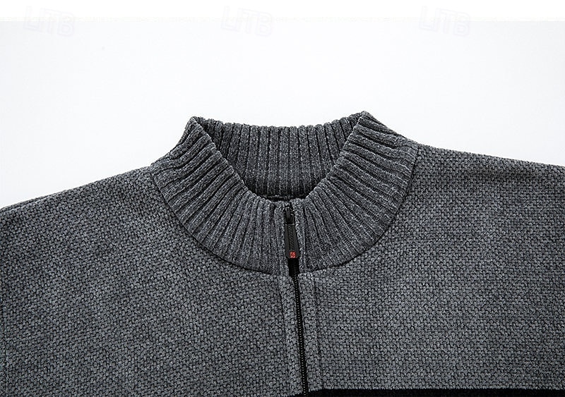 Herren Jacquard-Pullover Strickjacke Kurzer Pullover Strickpullover Gerippt Gehäkelt Stricken Standard Strick Jacquard Kariert / Gestreift / Chevron Stehkragen Modisch Klassisch Freizeitskleidung 2025 - $36.99 –P7