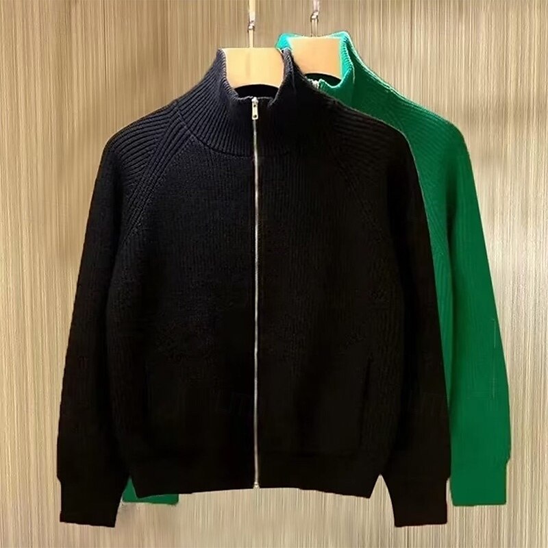 Herren Strickjacke Zip Pullover Reißverschluss Pullover Jacke Weihnachtspullover Strickpullover Grobstricken Stricken Zip Gerippt Feste Farbe Stehkragen Weihnachten Strickware Freizeitskleidung 2025 - $31.99 –P5