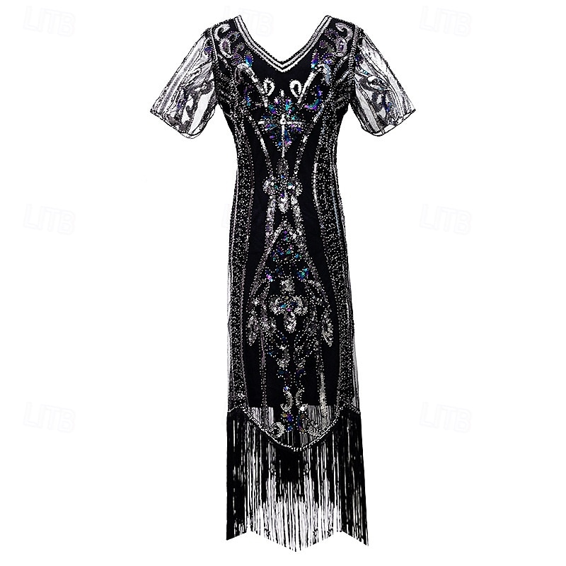 20. léta 20. století Retro Velký Gatsby Krátká délka Maškarní Iluze Velký Gatsby Svatební host Flitry Flitry Do V Dámské Karneval Plesová maškaráda Běžné / Denní Párty / koktejly Svatební hostina 2025 - $43.99 –P3