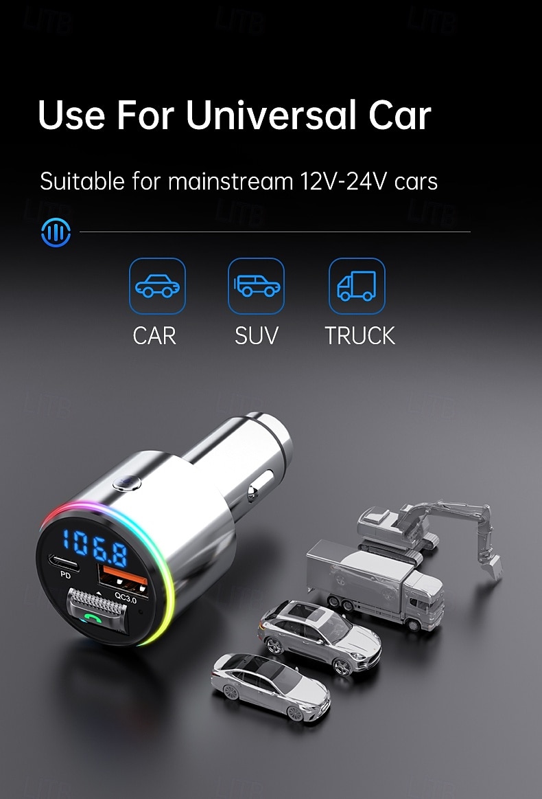 FM Transmitter With Car MP3 Player Fast Charging QC 3.0 Hand-free Call Dual PD Charger Bluetooth 2025 - $43.99 –P11
