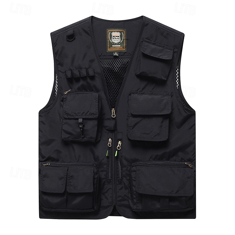 Herren Weste für Wanderer Wander-Fleeceweste Ärmellos Weste Außen Atmungsaktiv Komfortabel Mehrere Taschen Polyester Schwarz Armeegrün Rot Jagd Angeln Klettern 2025 - $29.99 –P12