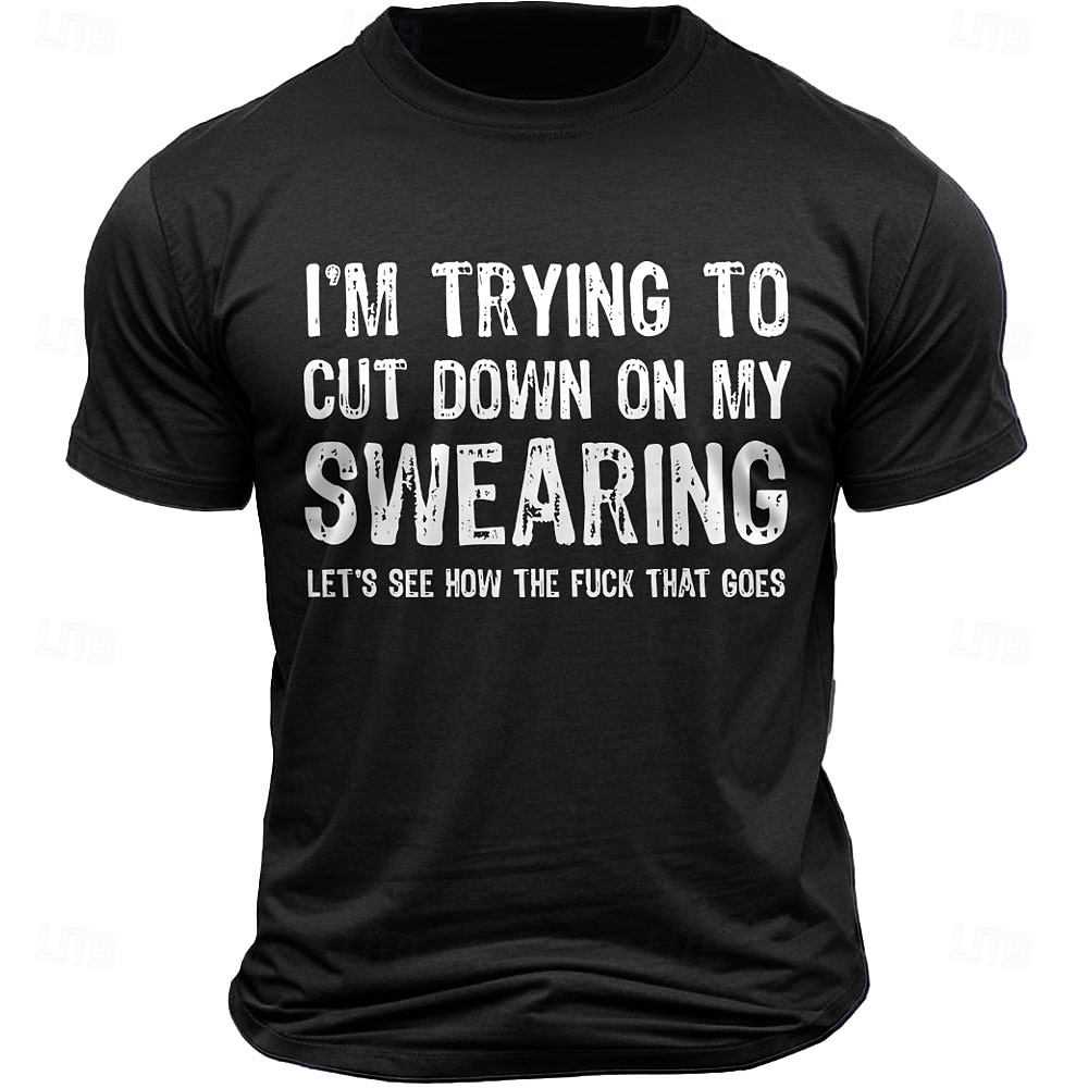 Men's Letter Printed T Shirt 100% Cotton Short Sleeve Graphic Shirt Black Deep Blue Army Green Comfortable Tee Vacation Street Fashion Designer Clothing 2025 - $17.49 –P3