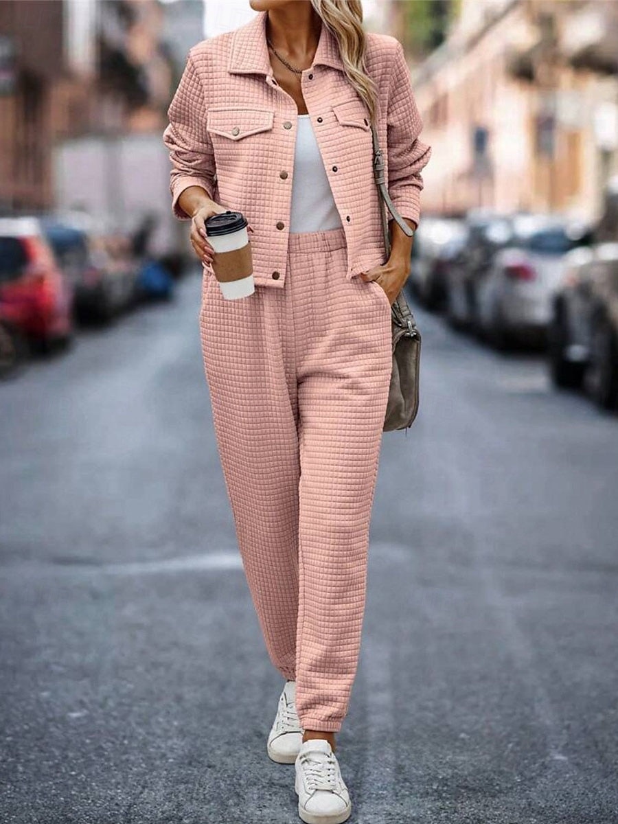 Damen Modisch Strassenmode Täglich Hemd Chinesisch Chino Langarm Hemdkragen Glatt Casual Täglich Rosa Grün Khaki Herbst Regular Fit 2025 - $36.99 –P3