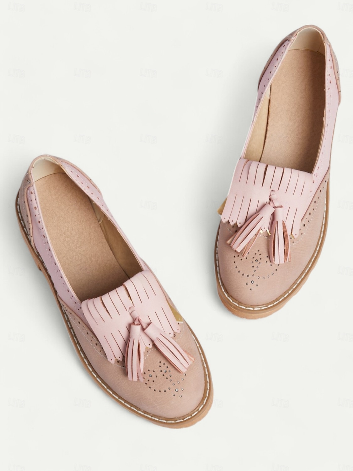 mocassins à pampilles roses pour femmes avec détails brogue et semelle épaisse – chaussures décontractées de style vintage pour un usage quotidien de 2025 ? $42.99 –P2