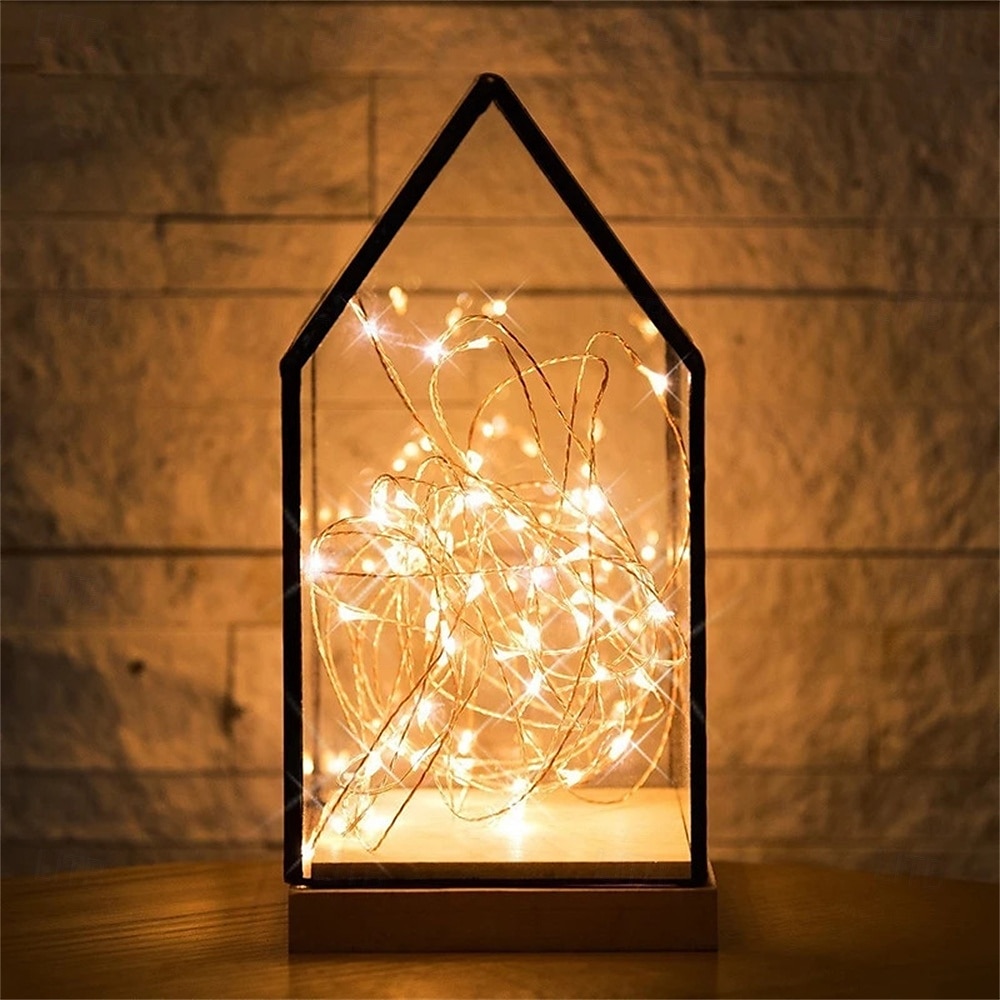 Elegant Wedding Reception Party 10pcs LED Copper Wire Fairy Lights, Battery-Powered Christmas String Lights for Bedroom, Garden, Wedding & Party Decor 1-10M 2025 - $13.49 –P4