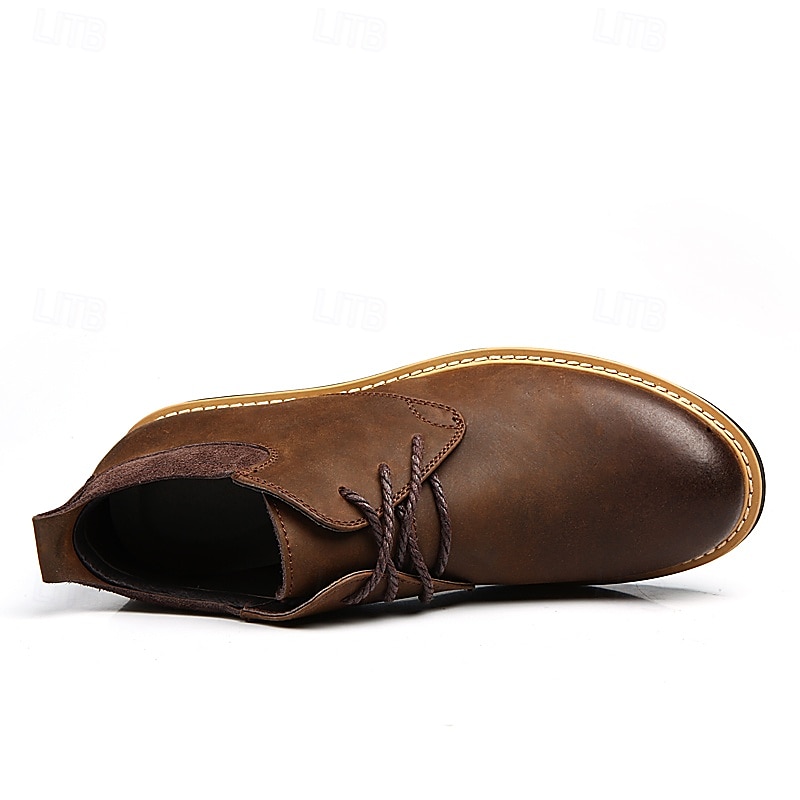 bottines en cuir marron pour hommes avec design à lacets et semelle durable – chaussures décontractées élégantes pour un usage quotidien et en extérieur de 2025 ? $59.99 –P4