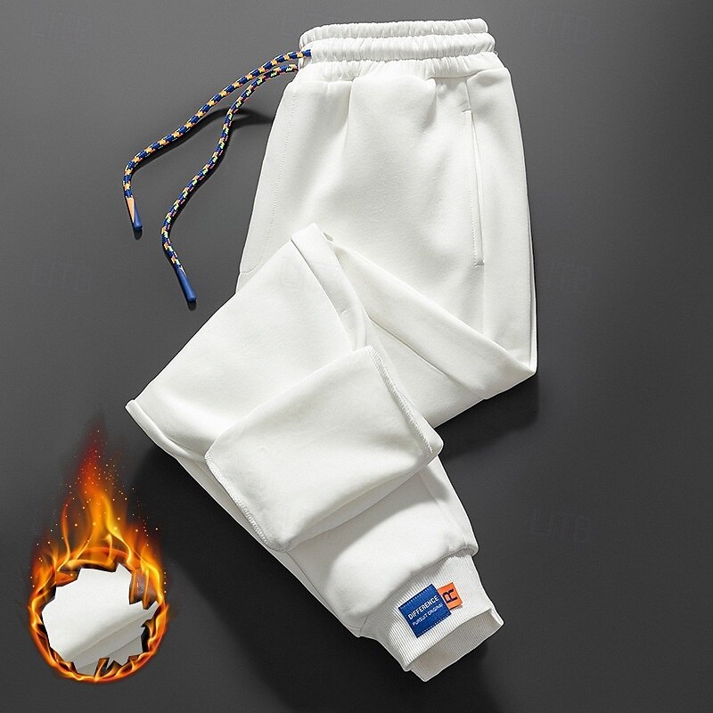 Men's Sherpa Fleece Pants Sweatpants Joggers Trousers Pocket Drawstring Elastic Waist Plain Comfort Warm Sports Outdoor Daily Fashion Casual Black White Micro-elastic 2025 - $20.99 –P1