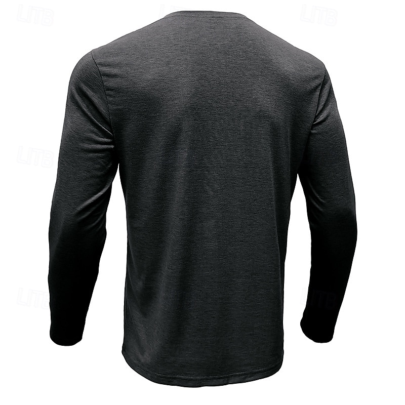 Herr T-shirt Henleytröja Långärmad tröja Slät Henley Gata Dagligen Långärmad Ficka Kläder Mode Designer Ledigt Bekväm 2025 - $18.99 –P3