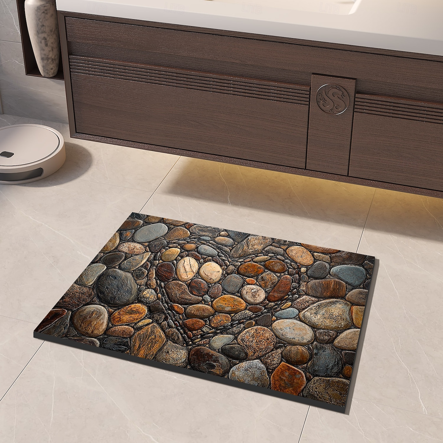Pebble Bathroom Rug, Polyester Rectangle Door Mat, Super Absorbent, Non-Slip, Easy-to-Clean, Stain-Resistant Bath Mat 2025 - $8.99 –P2