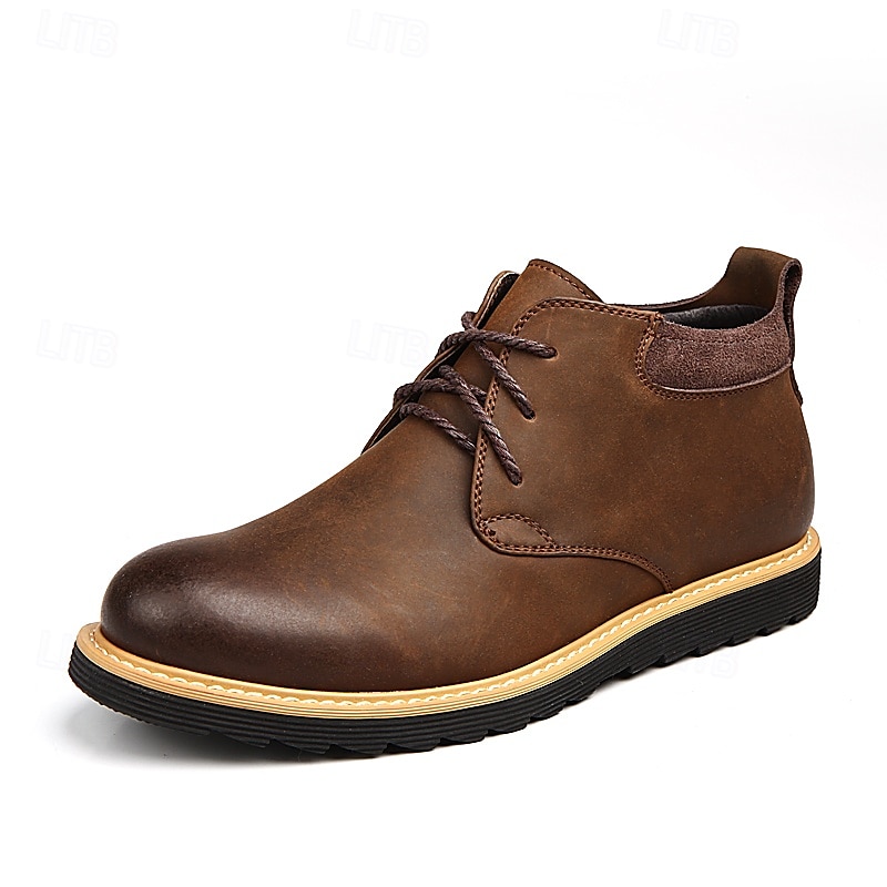 bottines en cuir marron pour hommes avec design à lacets et semelle durable – chaussures décontractées élégantes pour un usage quotidien et en extérieur de 2025 ? $59.99 –P1