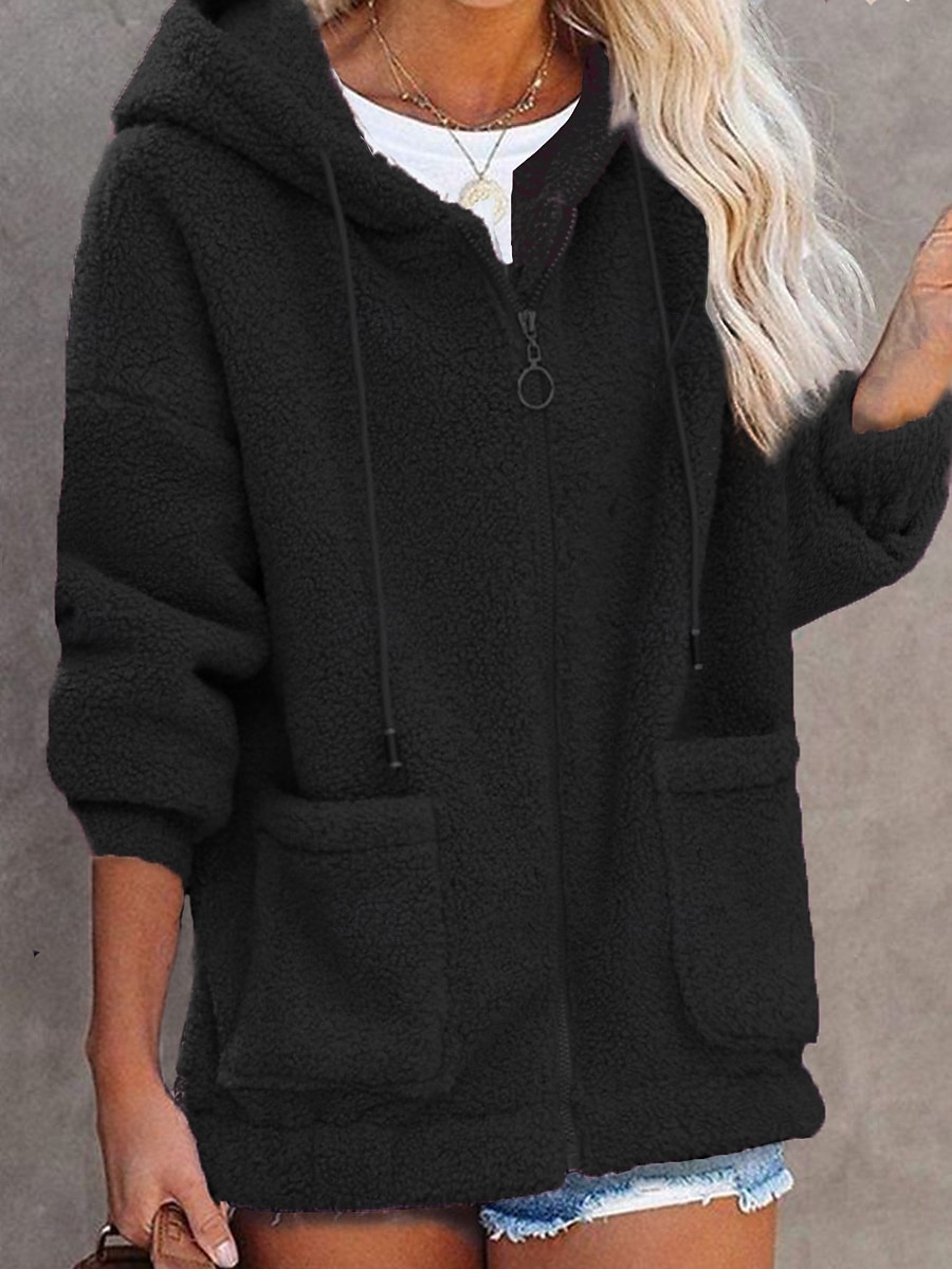 Mulheres Casual Manga Longa Capuz Tops regulares Rua Dia a Dia Patchwork Preto Rosa Azul Outono Inverno de 2025 por $25.99 –P2