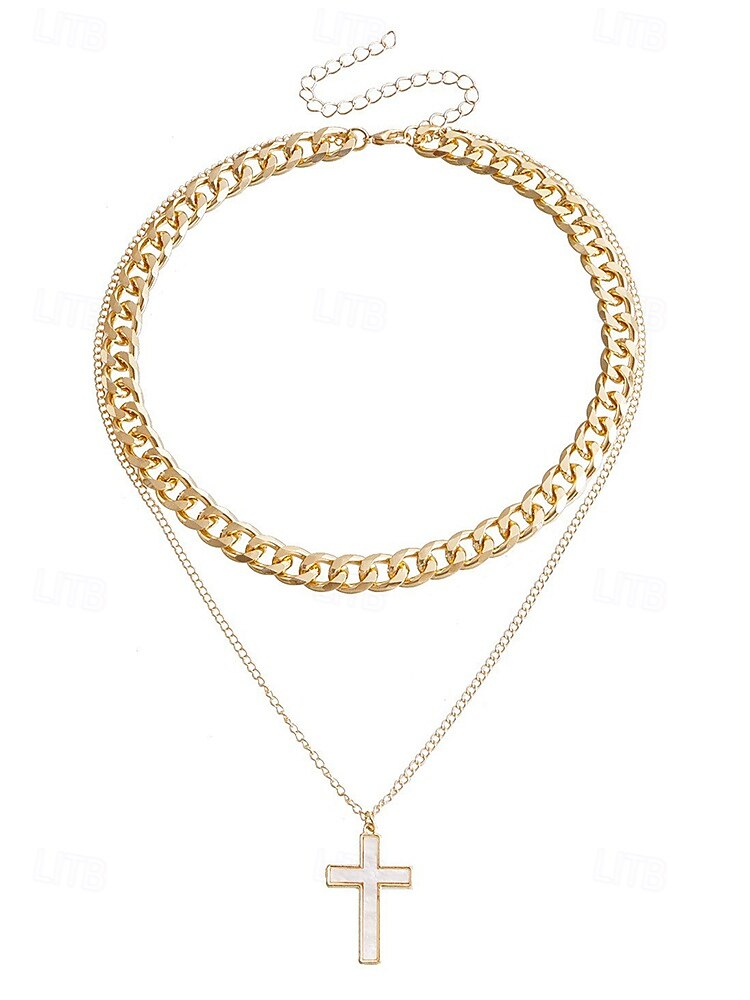 elegant lagerhalsband med guldkedja - runt hänge & chunky choker för kvinnor, perfekt för formella evenemang och fester 2025 - $9.99 –P13