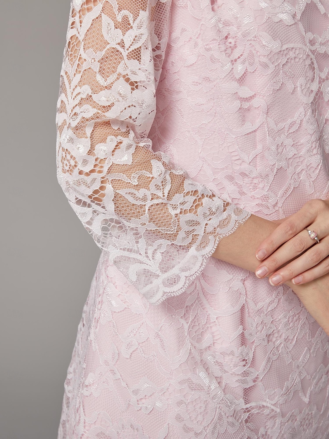 Two Piece A-Line Dress Beach Wedding Suit Mother of the Bride Dress Elegant Plus Size Jewel Neck Tea Length Chiffon Lace Short Sleeve Jacket Dresses with Solid Color 2025 - $149.99 –P4