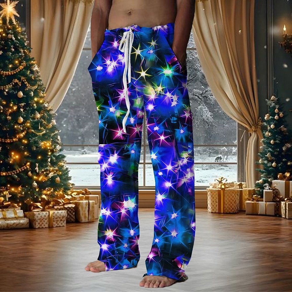 Hawaiian byxor för jul Herr Byxor Medium Midja Dragsko Elastisk midja Ledigt Helgdag julfest Standkläder Byxor med raka ben Sommar Vår Höst 3D-tryck Gul Blå Purpur 2025 - $28.99 –P4