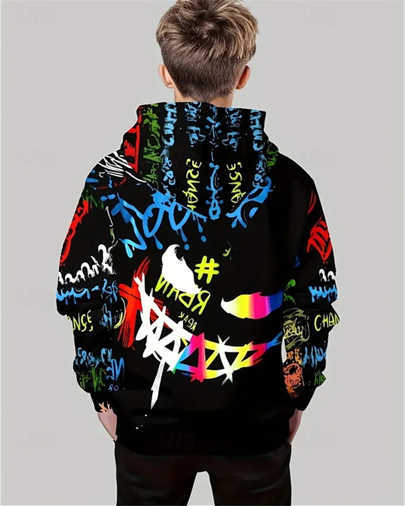 Pojkar 3D Grafisk Huvtröja Långärmad Vår Höst Mode Streetwear Barn 4-12 år Huva Utomhus Ledigt Dagligen Normal 2025 - $18.99 –P2