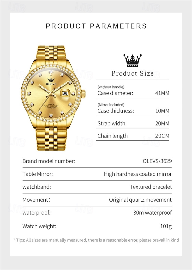 New Olevs Olevs Brand High-Grade Business With Diamond Men'S Watch Luminous Calendar Steel Belt Simple Leisure Fashion Quartz Watch Waterproof Sports Men'S Wristwatch 2025 - $36.99 –P6
