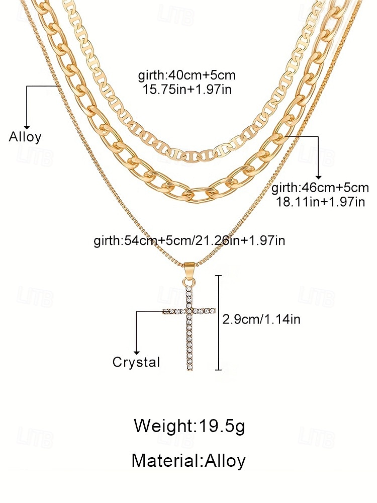Layered Gold Chain Necklace Set with Cross Pendant and Simulated Rhinestone Accents – Fashionable Jewelry for Women, Perfect for Parties, Everyday Wear, and Special Occasions 2026 - $7.99 –P6