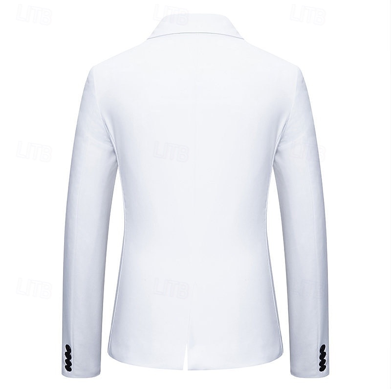 Herren Blazer Sakko Geschäft Cocktailparty Hochzeitsfeier Modisch Brautkleider schlicht Frühling & Herbst Baumwollmischung Farbblock Patchwork Knopf Komfortabel Einreihiger Verschluss Blazer Schwarz 2025 - $44.99 –P16