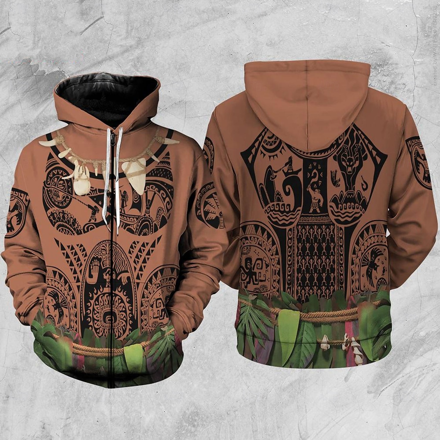 Moana Maui Odzież wierzchnia Rozpinana bluza z kapturem 3D Charakter Przednia kieszeń Graficzny Na Dla par Męskie Damskie Dla dorosłych Karnawał Bal maskowy Druk 3D Impreza Codzienne 2025 - $32.99 –P2