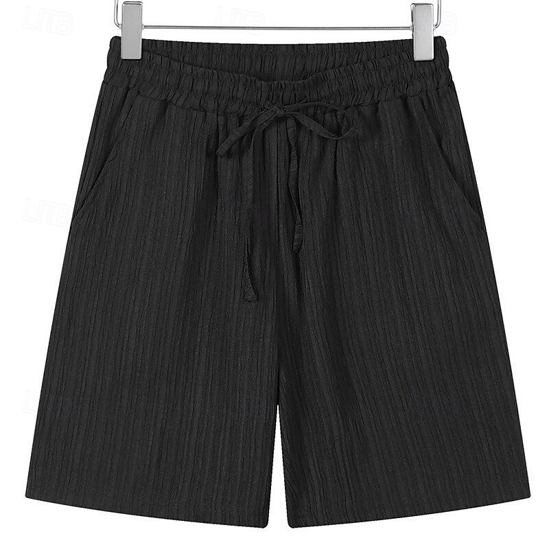 Homens Calção Shorts de linho Shorts de verão Shorts de praia Com Cordão Cintura elástica Tecido Respirável Comprimento do joelho Ao ar livre Feriado Praia Férias Casual Preto Branco de 2025 por $16.49 –P6