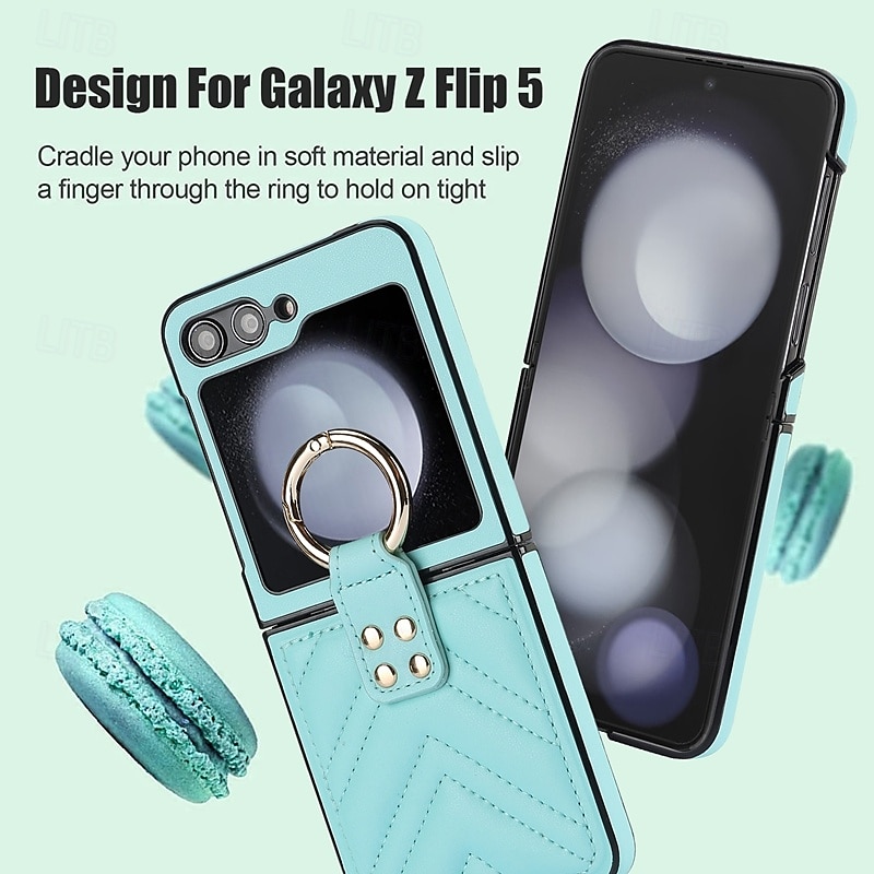 2025年 電話 ケース 用途 サムスンのギャラクシー Zフリップ6 Z Flip 5 Z Flip 4 Z Flip 3 バックカバー リングバックル 耐衝撃 レトロ風 TPU PUレザー コレクション – $23.99 –P9