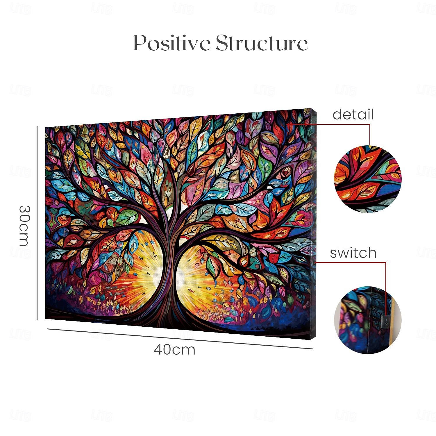 Tree of Life LED Canvas Wall Art Stained Glass Printing LED Lighted Up Wall Decor 2AA Battery Operated Lighted Canvas Print LED Light Kitchen Bedroom or Home Decor 2025 - $50.99 –P2