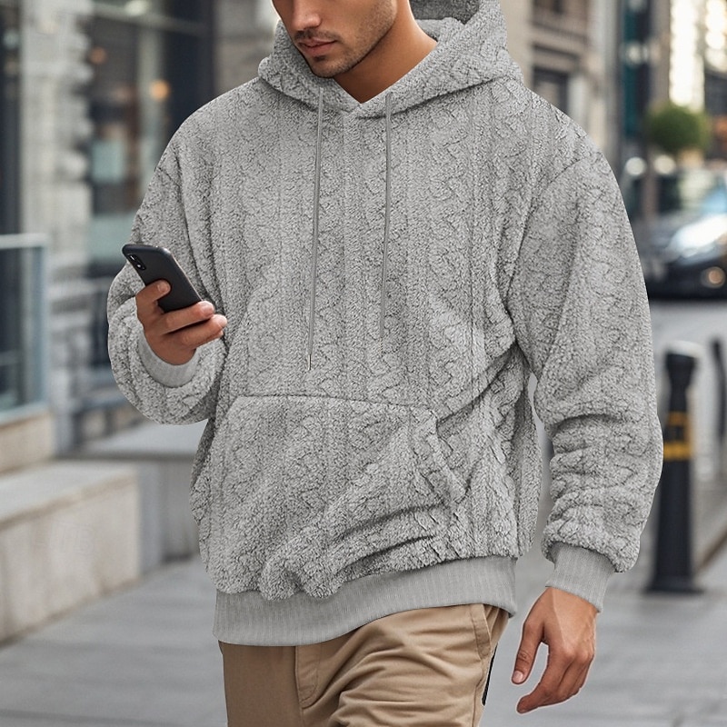 Per uomo Felpa con cappuccio Felpa con cappuccio in pile Aalbicocca Nero Blu Marrone Grigio Con cappuccio Liscio Jacquard Tasche Sportivo Giornaliero Per eventi Poliestere Streetwear Essenziale del 2025 a $26.99 –P7