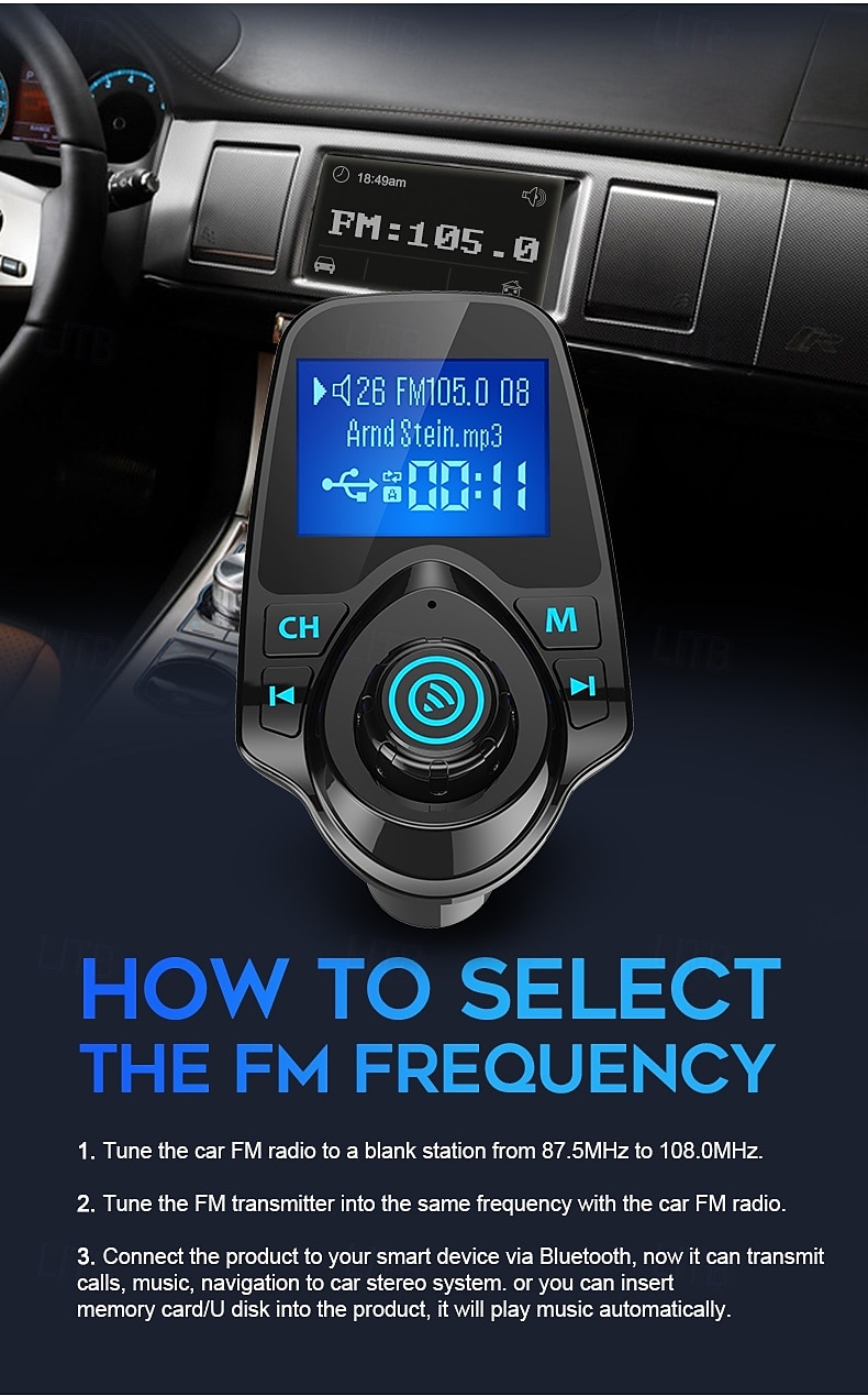 FM Transmitter AUX Audio Stereo Receiver Car MP3 Player Dual USB Car Charger Handfree BT 5.0 Car Kit 2025 - $43.99 –P2