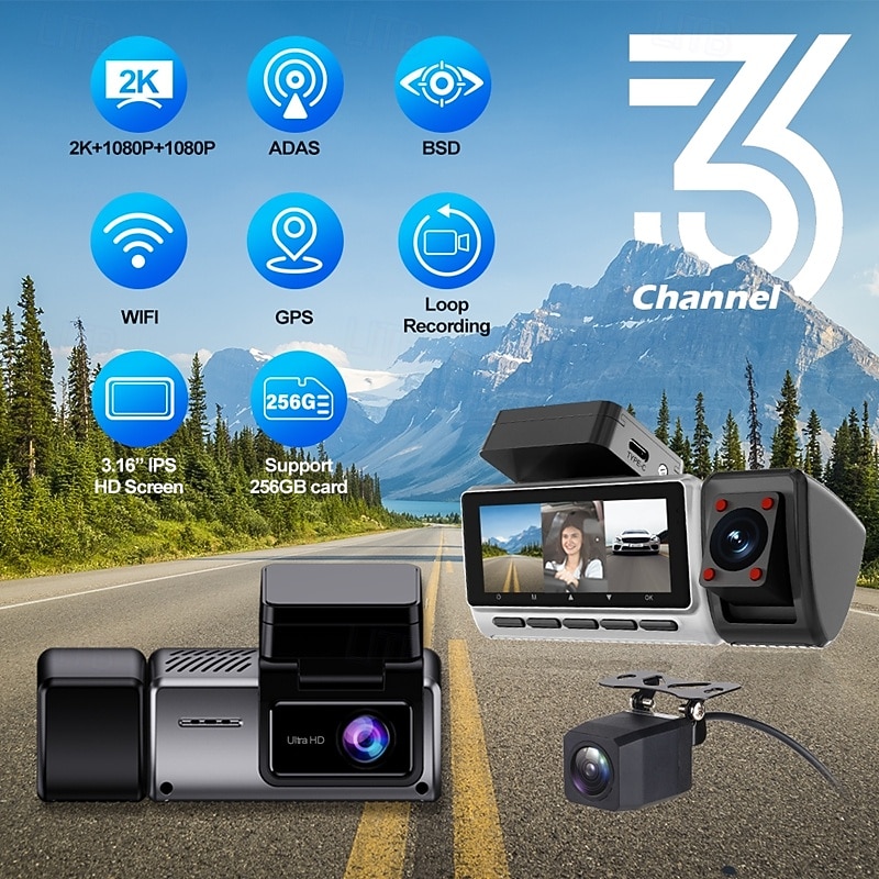 K26 1440P New Design / HD / with Rear Camera Car DVR 150 Degree Wide Angle IPS Dash Cam with WIFI / GPS / G-Sensor 4 infrared LEDs Car Recorder 2025 - $81.99 –P3
