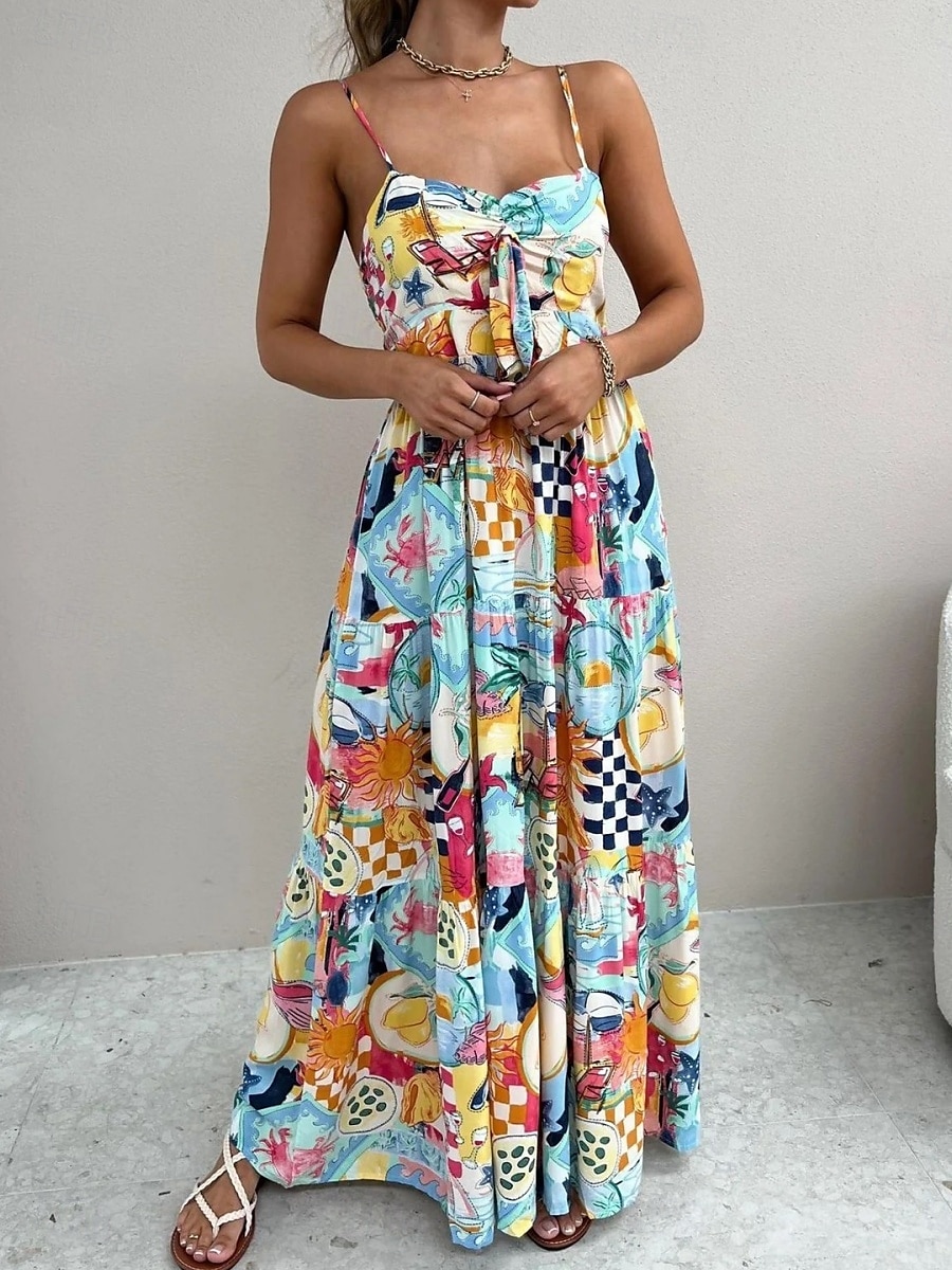 Mujer Vestido maxi Vestido informal Vestido de Columpio Vestido de una línea Vestido lencero Casual Diario Ajuste regular Bloque de color Sin Mangas Con Tirantes Azul Piscina Azul cielo Verano 2025 - $41.99 –P2