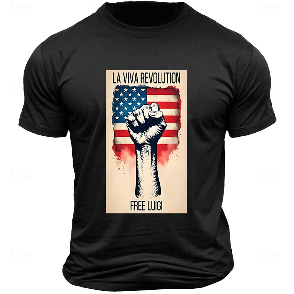 Homme Drapeau Américain Imprimé Lettre T-shirt 100% Coton Manche Courte Graphique Chemise Noir Blanche Vert Véronèse T-shirt confortable Vacances Rue Vêtements de créateurs de mode de 2025 ? $15.99 –P2